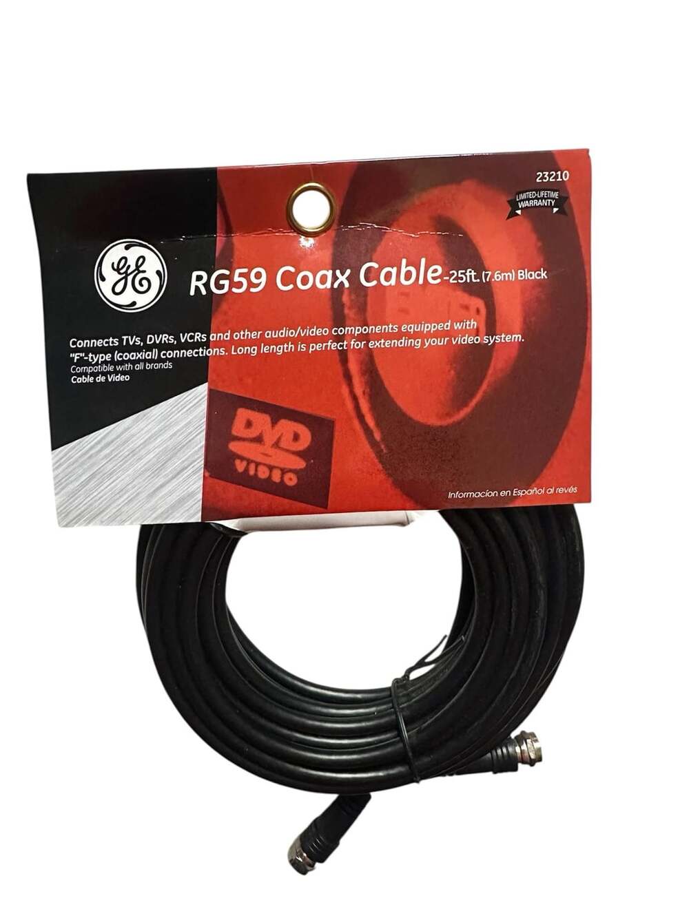 GE RG59 Coax Cable 25ft Black
